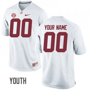 NCAA Youth Alabama Crimson Tide #00 Custom Stitched College Embroidered Nike Authentic White Football Jersey XW17N16WI